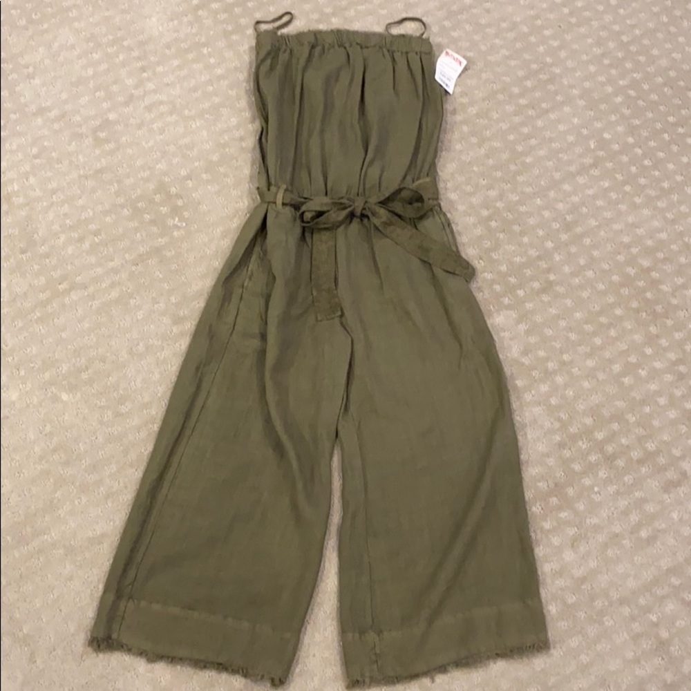 Cloth & Stone Green strapless Cropped Jumpsuit NWT